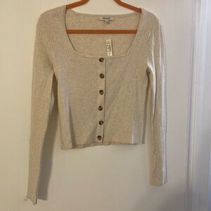 Madewell cropped button down long sleeve tee